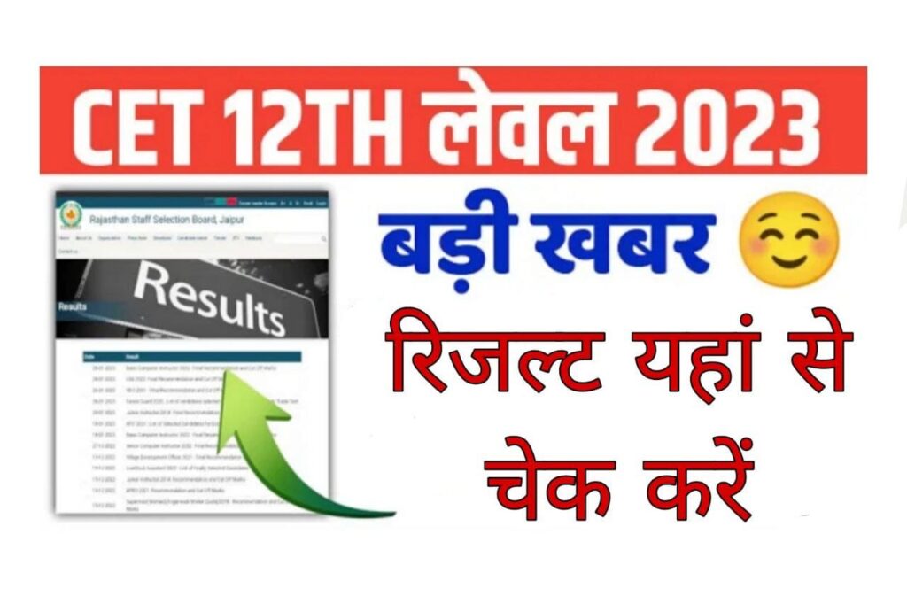 Rajasthan CET Senior Secondary Level Result 2023