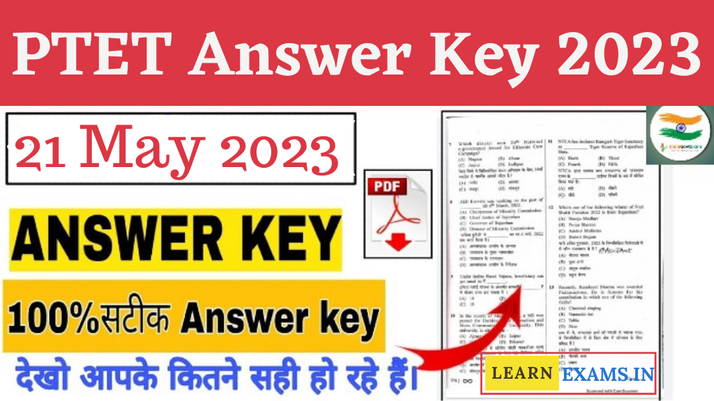 Rajasthan PTET Answer Key 2023 