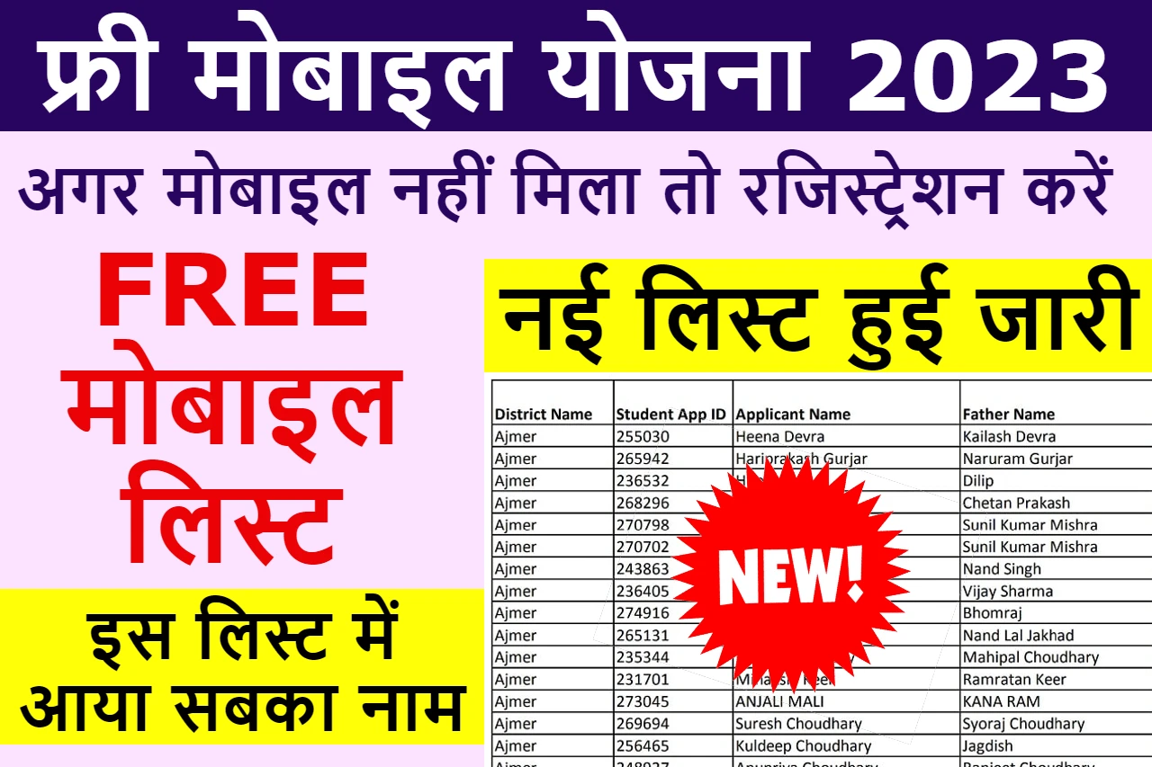 Rajasthan Free Mobile Yojana New List