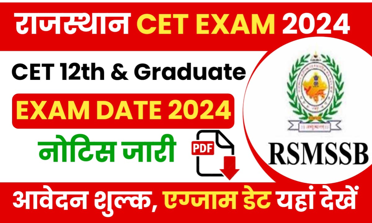 Rajasthan CET Form Date 2024