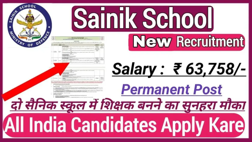 Sainik School Vacancy 2024 Apply Online